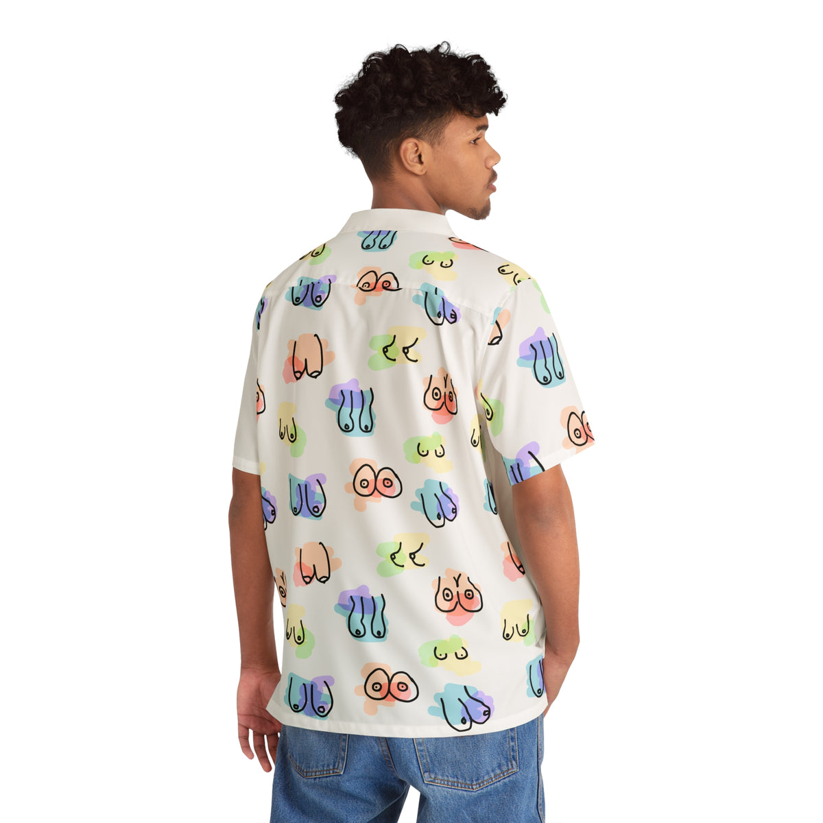 Rainbow Hawaiian Tiddy Shirt -White Block