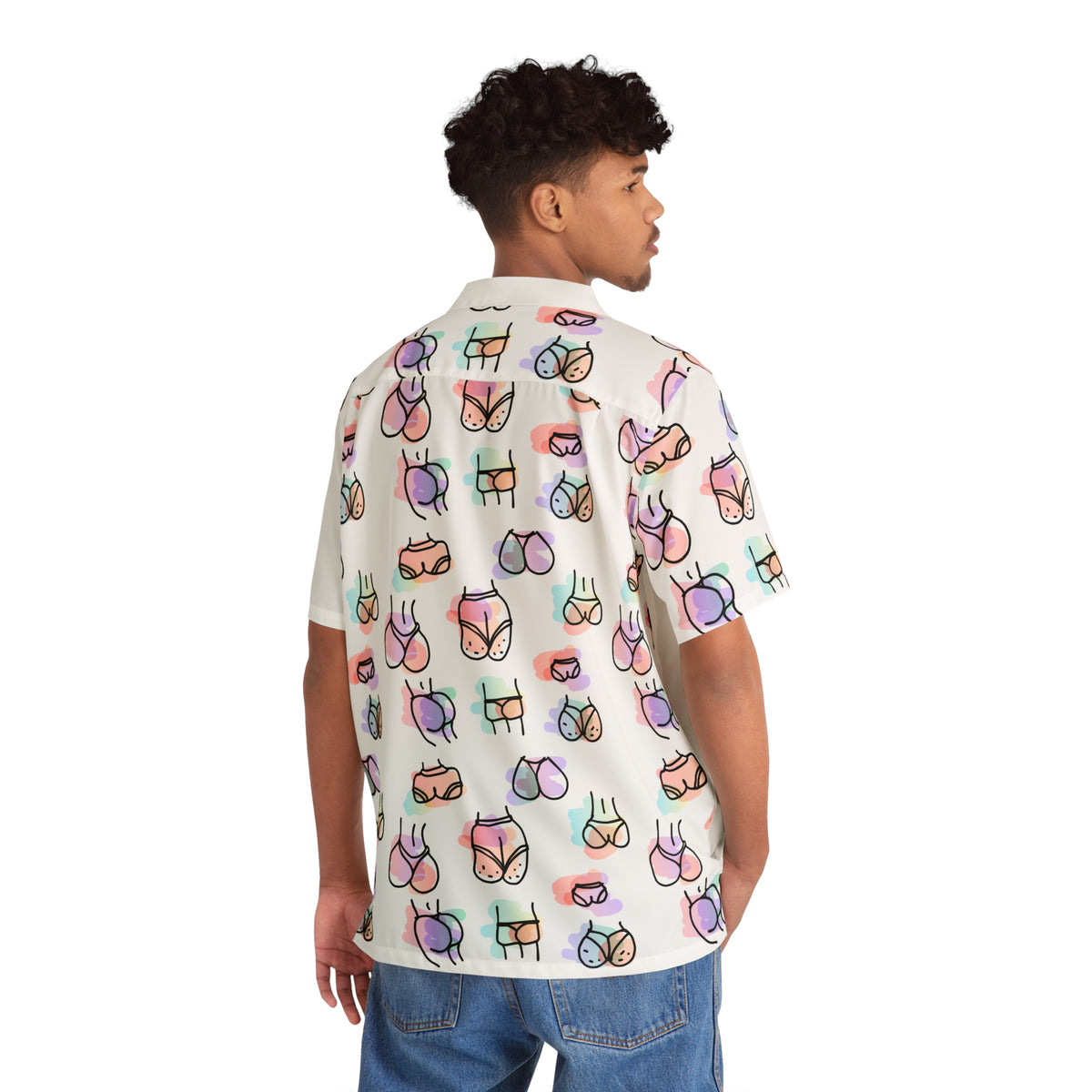 Vibin Hawaiian Boodie Shirt- White Block
