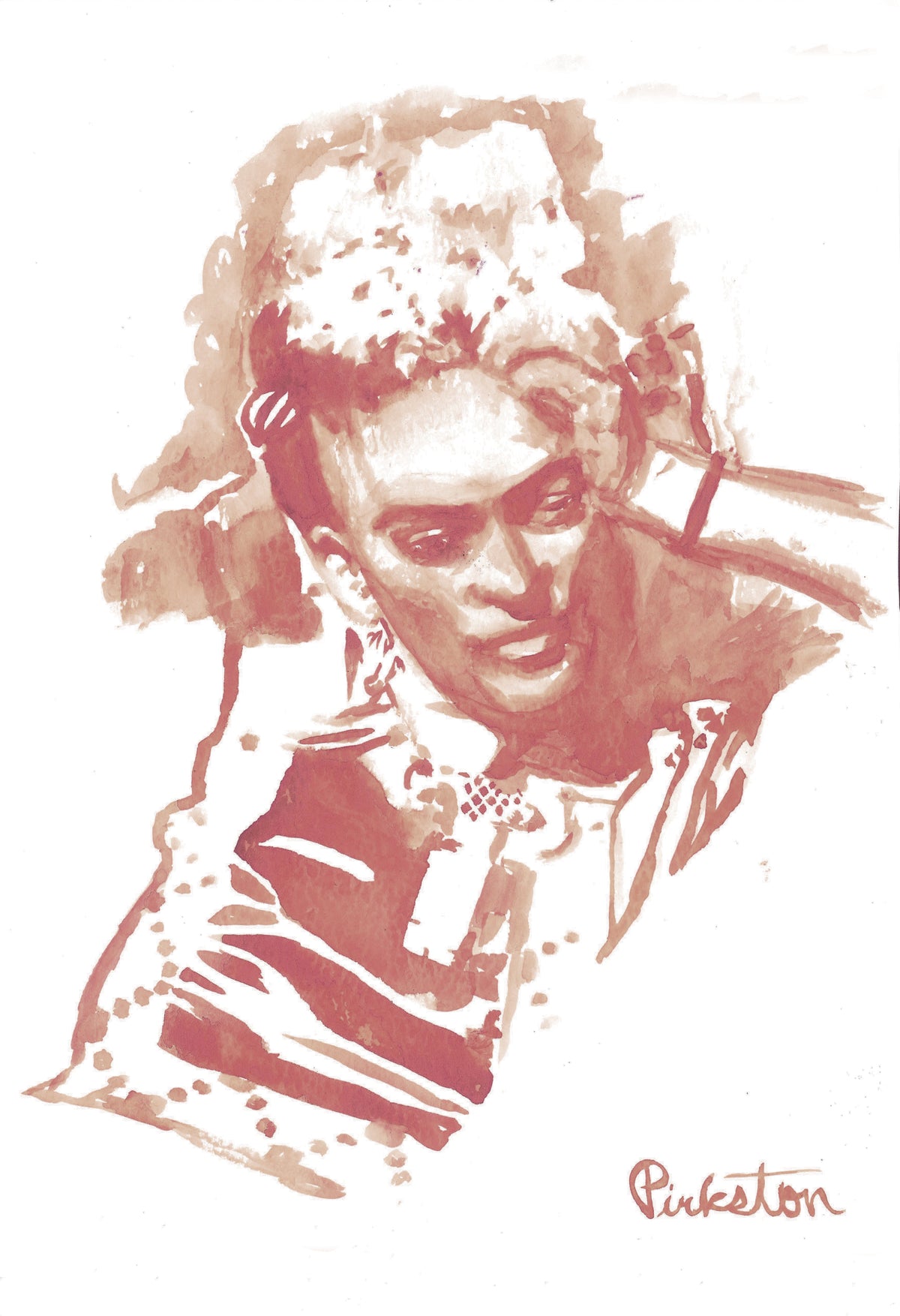Frida Kahlo Monotone Leaning Print