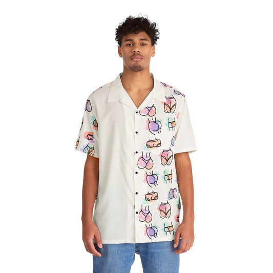 Vibin Hawaiian Boodie Shirt- White Block
