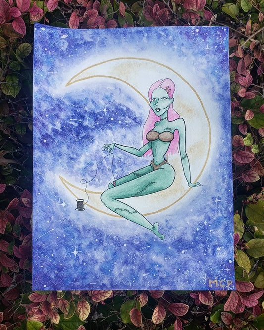 Zombie Pin Up Print with Gold